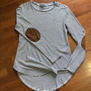 Striped long sleeve with elbow patch